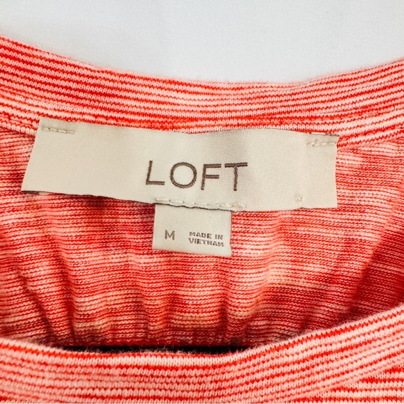 LOFT Ann Taylor Orange White Striped Tank Top Size M Sleeveless LIKE N… - Picture 3 of 7